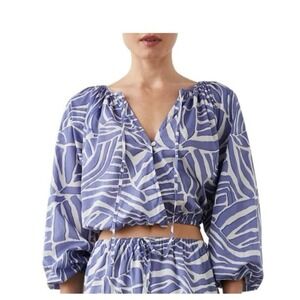 RAILS NWT Katia Midriff Top in Island Waves Size Medium 100% Cotton